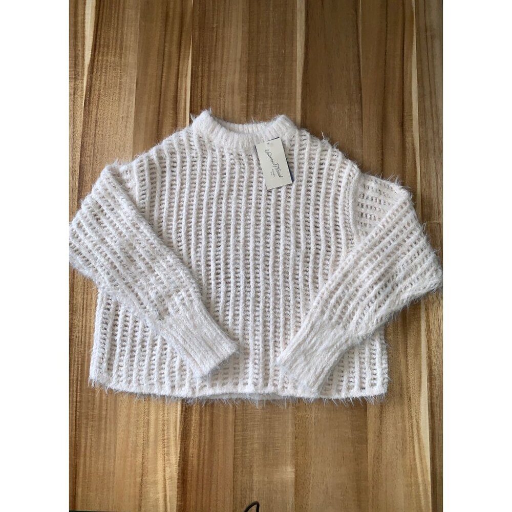 Universal Thread Womens Fabric Blend Cream Open-Knit Sweater Size XS - Picture 3 of 11